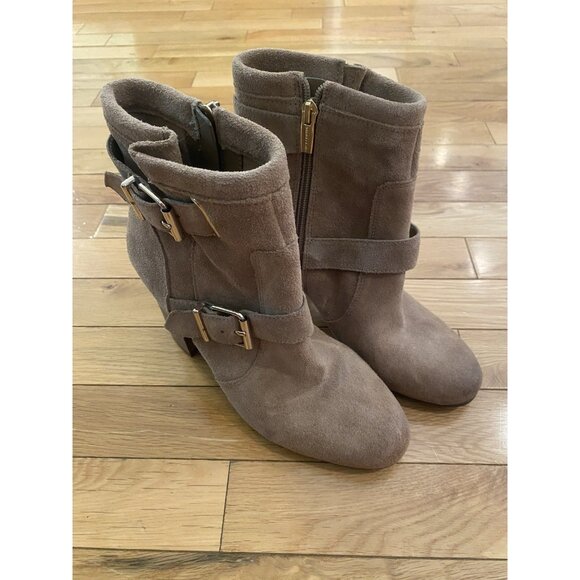 Vince Camuto Shoes - Vince Camuto Ankle Boot Simlee Wild Mushroom Heel Leather Suede Bootie Size 8 38